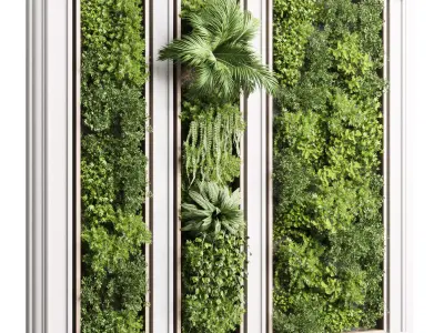 Vertical Wall Garden With classic concrete frame 3D model