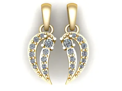 WINGS STYLE DIAMOND EARRING 3D PRINTABLE MODEL 3D print model