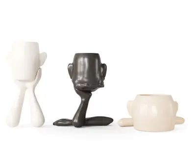 Abstract Figure Statue Pots Collection 3D model