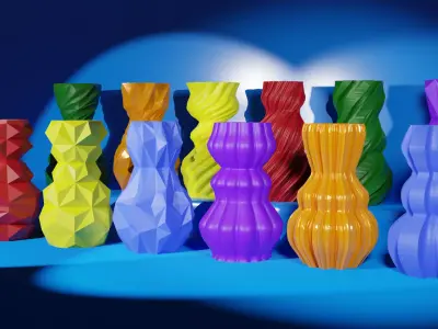 3D Printed Vase Models - 12 pieces 3D print model