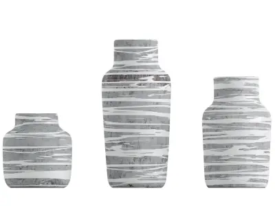 Striped Bottle Vase Set Of 3 3D model