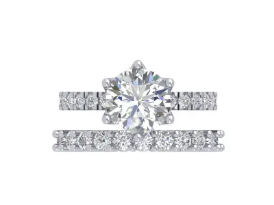 Solitair Ring Bridal Set 3D print model