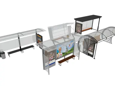 BUS STATIONS MODELS-1   5 MODELS 3D model