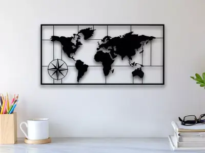 World Map Wall Art 3D print model 5