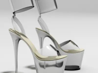 Women Clear Platform High Heel Sandals 3D model