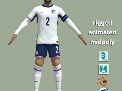 T-Pose Rigged Luke Shaw England Euro 2024 3D model