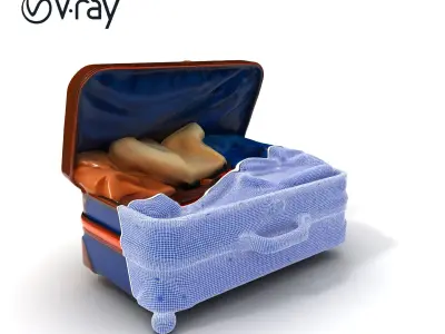 Realistic Travel Suitcase with Clothes Model Pack Low-poly 3D model