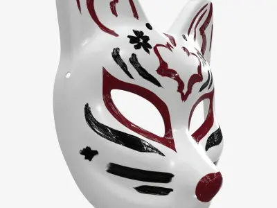 Half-face mask kitsune 3D model