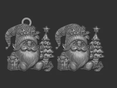 christmas gnome with tree decor  3D print model