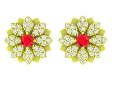 Luxury Floral Cluster Gemstone Earrings for Women 5928 3D print model