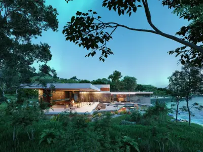 Super modern beach luxury villa house Revit n Lumion building 3D model