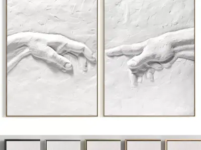 Plaster Two Photo Frame 446 Low-poly 3D model