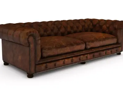 Sofa 04 - Vintage Leather Chesterfield sofa 3D model