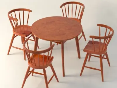 Nakashima Chair and Table 3D model