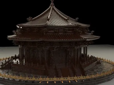 Chinese wooden house 3D model