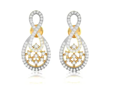 Women Solitaire Diamond Earring 3D print model buy