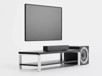 TV Unit with Flat Screen and Sound System V5 - Home Cinema Low-poly 3D model