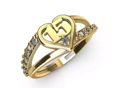Anillo de 15 para dama-mujer -v- 3D print model