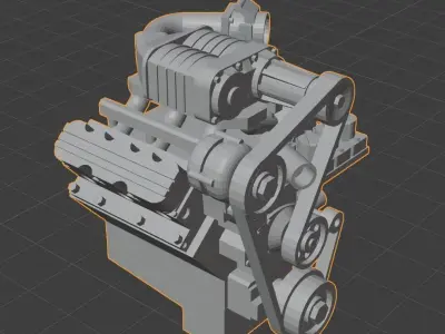 L67 Style Supercarged V6 Engine 3D print model