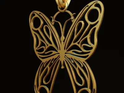Butterfly Stylized Pendant Amulet Necklace Design 3D print model