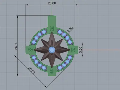 pendant wind rose 3D print model