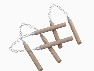 Wooden Nunchaku 02 3D model