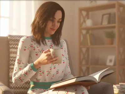 Casual Pajama Girl Character 3D Cute Cherry Sleepwear Low-poly 3D model