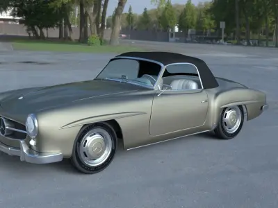 Full w interior Mercedes 190SL Soft Top 3D model