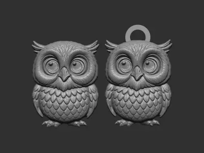 owl cartoon keychain cnc model 3D print model