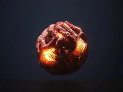 GutBall glowing ball of fire Low-poly 3D model