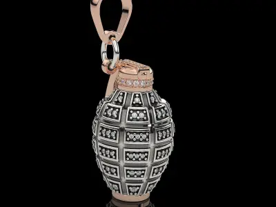 Luxury Grenade Pendant with Stones 3D print model
