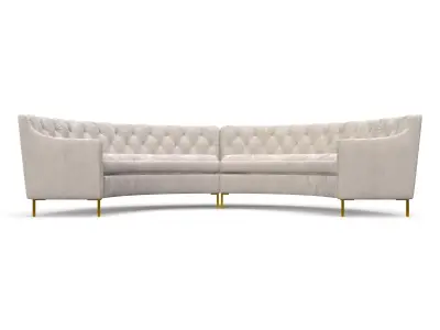 Jasmine Curved Tufted Sectional Cream Free 3D model