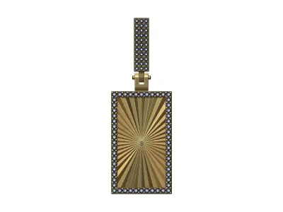 Faceted diamond rectangular pendant with iced bail 3D print model
