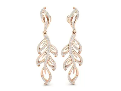 AV 351 Diamond Ladies Leaf Drop Shaped Earrings 3D print model