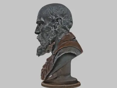 Brass Bronze Copper Man Bust figure Ornate - 3D Model Low-poly 3D model