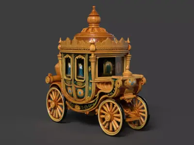 Chinese ancient  carriage   Low-poly 3D model Low-poly