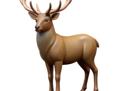 Stylized 3D Deer Model Low Poly Game Ready Animal Low-poly 3D model