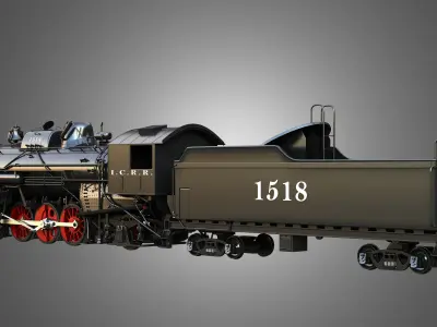 ICRR 1518 - Steam Locomotive With Coal Wagon 3D model