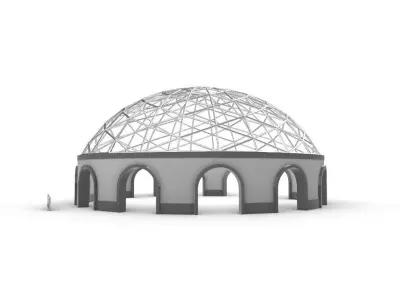 Triangulated Dome Pavilion wireframe structure 3D model