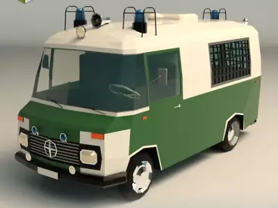 Low Poly Police Van 01 Low-poly 3D model