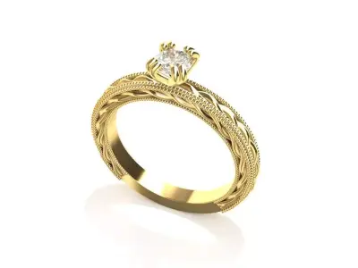 Solitaire Engagement Ring 3D print model