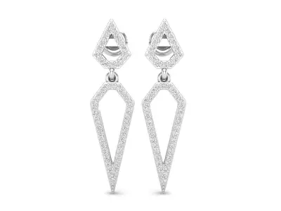 AV 465 Round White Diamond Ladies Dangling Drop Earrings 3D print model