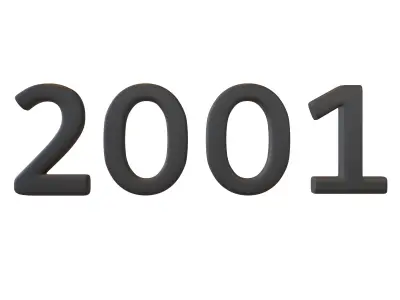 Year Number 2001 v1 001 Low-poly 3D model