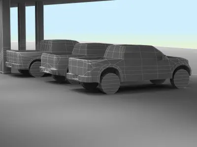 6 LowPoly Pickups Low-poly 3D model