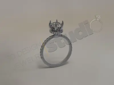 Luxury solitaire ring with unique art design 3d model 3D print model