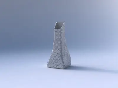 Vase squeezed and bent rectangle with diagonal grid plates 3D print model