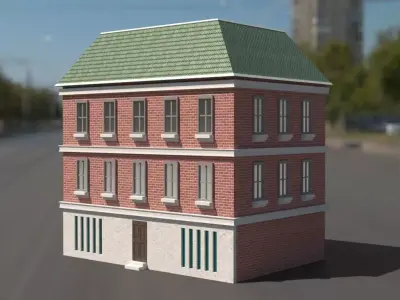 Building 3D model brick on street Low-poly 3D model
