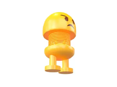 Car Spring Expression Decoration Toys Angry Face v1 001 Low-poly 3D model