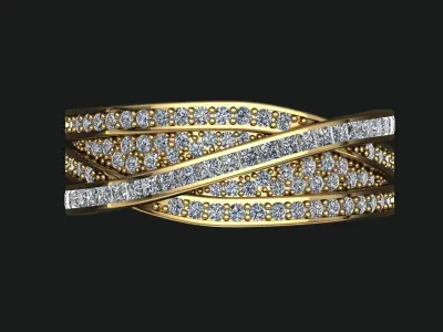 Crossover Bands Ring 3D Model  High-Quality Jewelry CAD Design 3D print model