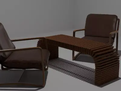 Wooden table 3D model shop